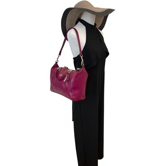 COACH Colette Magenta Leather Satchel, Gold Accents, 2 Hang Tags, Dustbag NWT - Picture 7 of 13